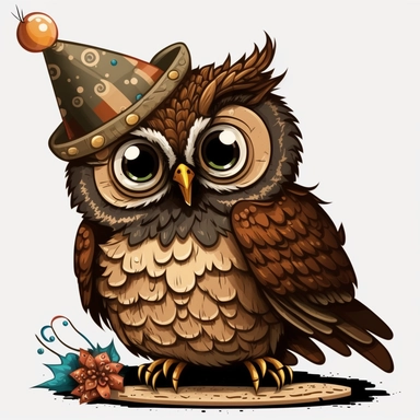 Owl birthday, cartoon, vector, sharp focus, super detailed, illustration, 16:9, v4, q2, 16k, High quality, clipart