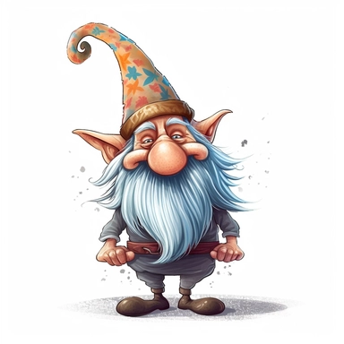 clipart that captures the charm of mischievous hand-drawn illustration of a gnome with long colored beard, pointy hat, and mischievous smile, with a white background in a magical and enchanting style, lovely, whimsical, 3D vector art, cute and quirky, fantasy art, Adobe Illustrator, hand-drawn, digital painting, character-focused, 4K resolution, photorealistic rendering, character-focused and chess pieces, using Cinema 4D, aquarelle painting, romantic light, ultra-details, photorealistic, realis