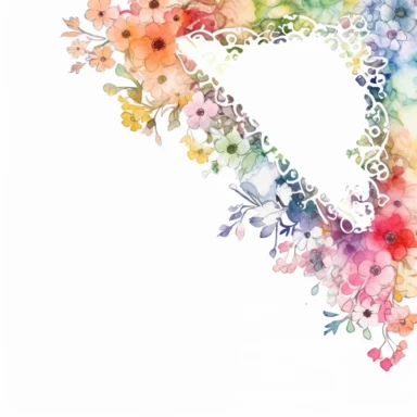 Watercolor Lacy Floral Corners Clipart, white isolated background, space out, hd