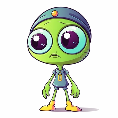 cute cartoon alien, colorful, in the style of george ault, clipart, white background