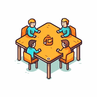create a clipart icon of table capacity, 4 people fit athe table