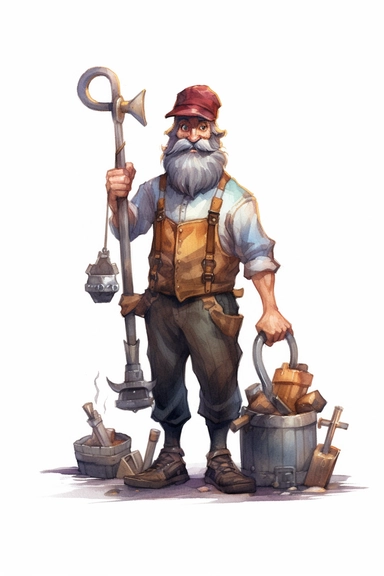 blacksmith watercolor clipart cute isolated on white background