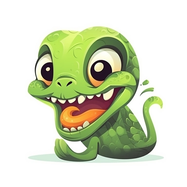 fantasy happy cute cobra face, cartoon, clipart, mascot, isolated on white background