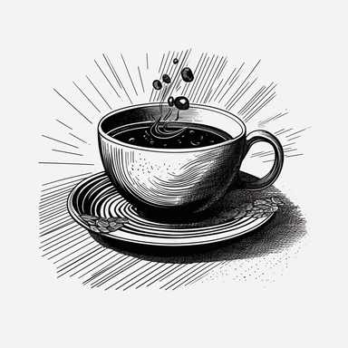 coffee,minimal lines,vintage, minimalism, black and white, clipart