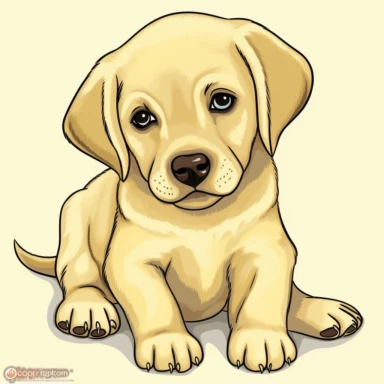 cute yellow lab puppy clipart, one puppy only