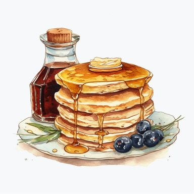 hand painted pancakes clipart for cookbook maple syrup illustration no background