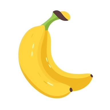 Banana flat vector clipart for kids, bright color, Minimalist cartoon style, on completely white background