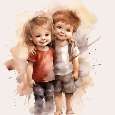 Aquarell, cute siblings, Clipart, taransparent background - Image #2 <@266128602100269060>