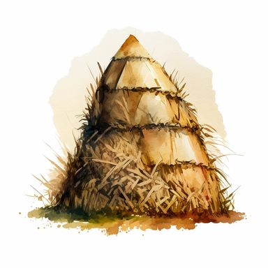 Haystack, clipart, watercolor,White background