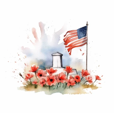create some beautiful watercolor clip art for memorial day, white background