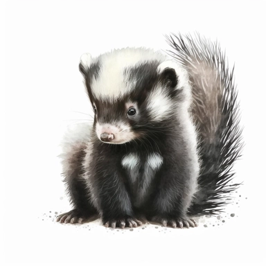 Baby skunk Clipart Watercolor, Clipart, babies, realistic, no text, adorable, white backgorund
