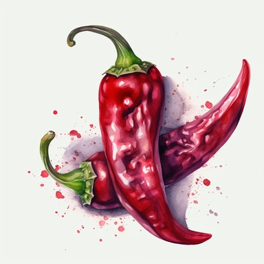 watercolour art style extreme detail red chilli clipart
