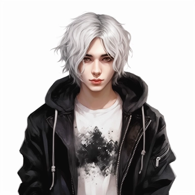 beautiful stunning handsome cute anime gothic e-boy, paint art style, clipart, white background, superrealistic, one of a kind