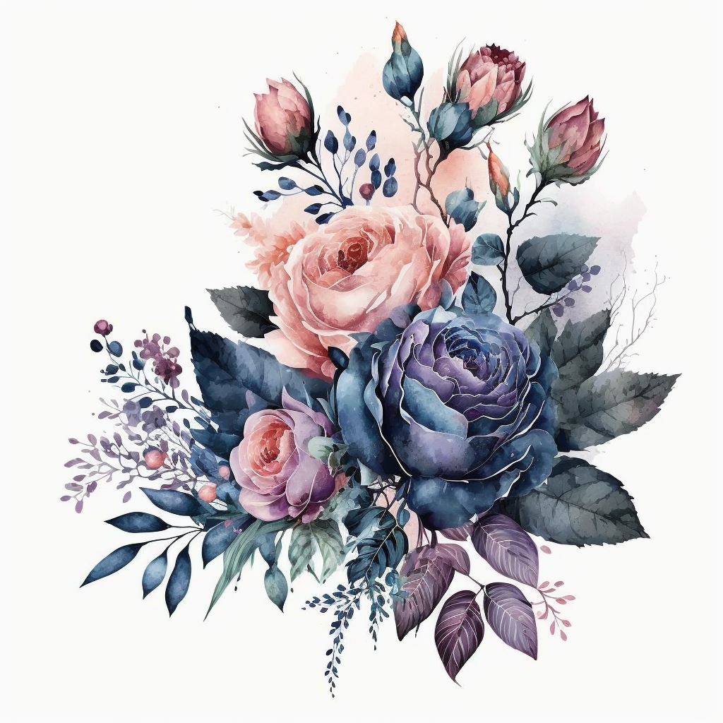navy floral cliparts