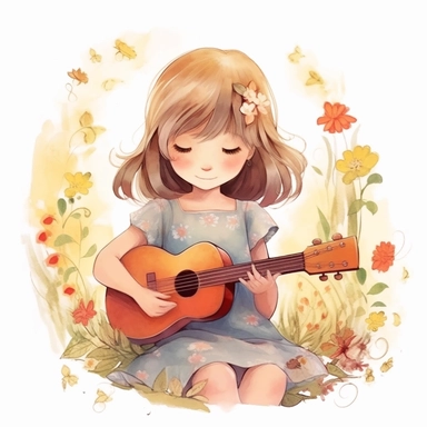 taylor swift, folk art, watercolor, clipart elements, kawaii, white background