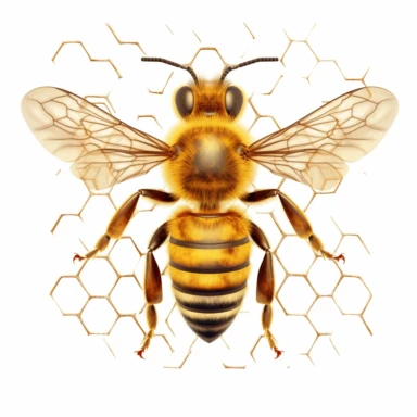 honeybee clipart and honeycomb, white background