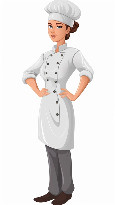 a chef male or female, clipart style, white background