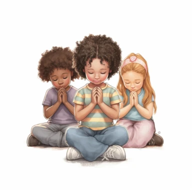 praying children, clipart, all ethnicities, prayer hands, on their knees, 4k, #simpleegifted