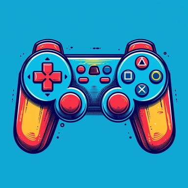 video game controller vector, Clipart, pixel art, video game controller with buttons and a blue background, in the style of pj crook, bold outlines, sharp lines and edges, use of bright colors, alan parry, website, thechamba, white background