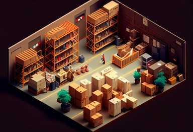 3D isometric Warehouse Logistic concept with Workers in the warehouse deliver cardboard boxes and shopping trolleys to consumers. Clipart Transparent PNG , .highly detailed, + cinematic shot + photo taken by sony + incredibly detailed, sharpen details + highly realistic + professional photography lighting + lightroom + behance photography unsplash