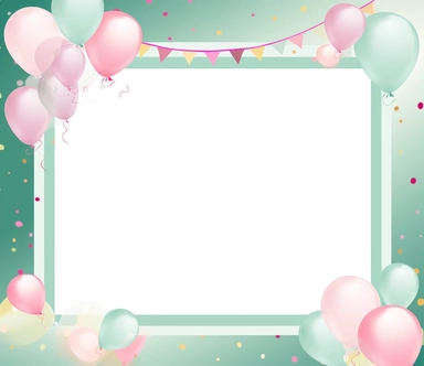 birthday girl clipart frame image clip art free vector, in the style of playful atmosphere, simplified colors, light green and ponk, polaroid, bulbous, illustration, pastel color scheme