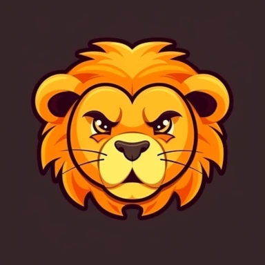Cute lion face, cartoon, clipart, mascot, isolated on random background