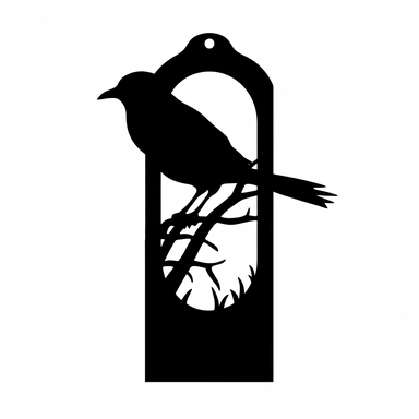 seed:3386753949 black silhouette of a bookmark in the shape of a bird, white background, clipart