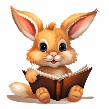 Clipart of a cute bunny reading a book, Hand Drawn Back To School Clip Art, white background