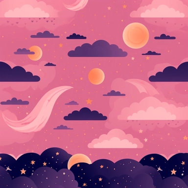 Clipart Pink Sunset aesthetics with moons and stars wallpaper