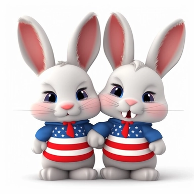 very cute 4th of july themed bunny rabbits clipart