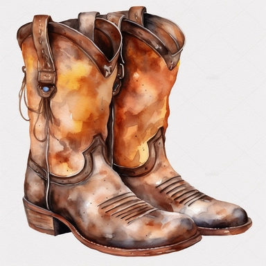 water color clipart cow boy shoes