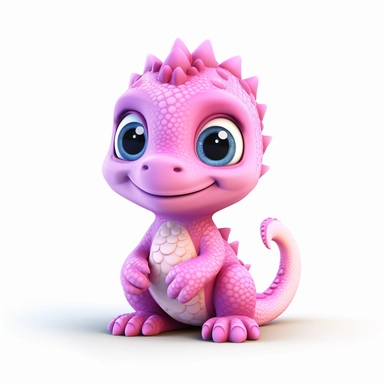 cute baby dinosaur, pink, 3D, toy, clipart, fantasy art, white background, 8k resolution, super sharp