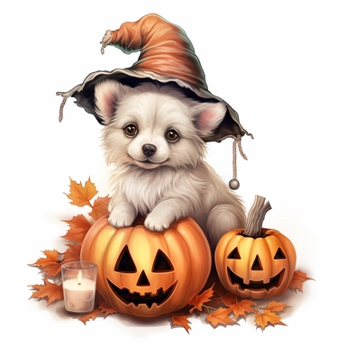 cute dog halloween clipart white background