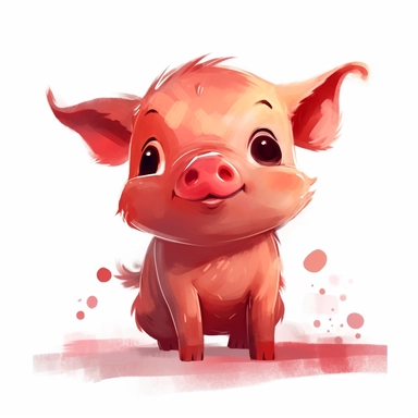 cute cute little pig clipart animal clipart, in the style of depictions of animals, light red and pink, animated gifs, meticulous brushstrokes, cartoon mis-en-scene, whimsical yet eerie animal symbolism