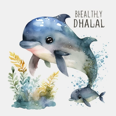 Cute Baby Dolphin Watercolor Clipart Set Kawaii Dolphin Adorable Baby Fish