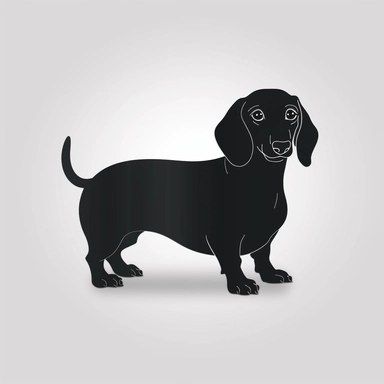 full body Dachshund dog , different situations, black on white, thick black lines, 2d flat file, silhouette, clipart, svg