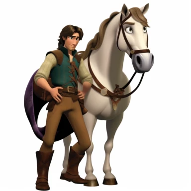 Flynn Rider, hero, Husband of rapunzel, and horse, clipart, white background