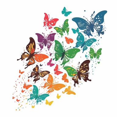 Several butterflies flying around in the air, simple drawing, cute, funny, clipart style, vector style, white background v4 ar2: 3