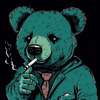An aesthetic clipart of a teddy bear smoking a joint , in the style of happycore, furaffinity, conrad roset, ub iwerks, eddie jones, logo, sharp/prickly, pop art, noir, propaganda, minimalist, photorealism, cyberpunk