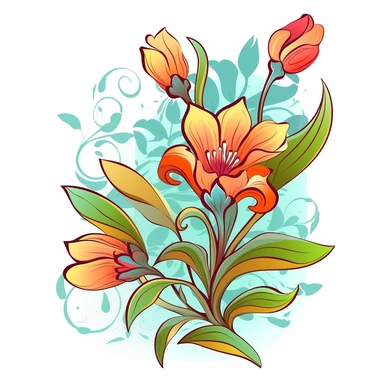 Create a clipart of a blooming flower or a lush garden. Emphasize the beauty and delicacy of nature. Use graceful lines and vibrant colors to capture the essence of growth and vitality. This clipart can be used in various contexts, including gardening websites, environmental campaigns, or floral-themed designs for events like weddings or celebrations.