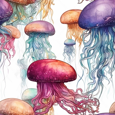 jelly fish, colorful, fantasy, magic, Fantasy Clipart, PNG Clipart, Illustration clipart, white background, 4K, extremely detailed