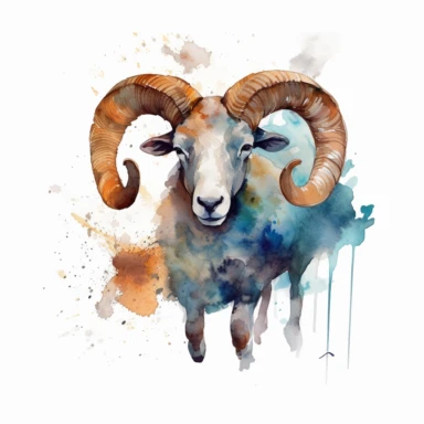 zodiac sign Aries, animal, watercolor Clipart, modern design, isolated white background, 8k,