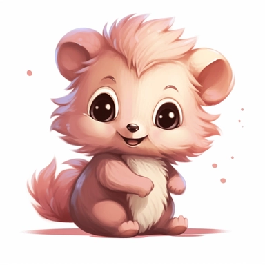 playful cute hedgehog baby clipart, disney pixar style, pink and brown color on white background