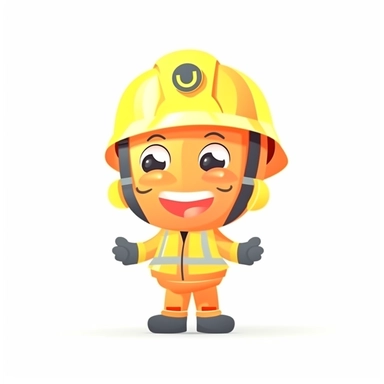 happy cute Health And Safety face, cartoon, clipart, mascot, isolated on white background