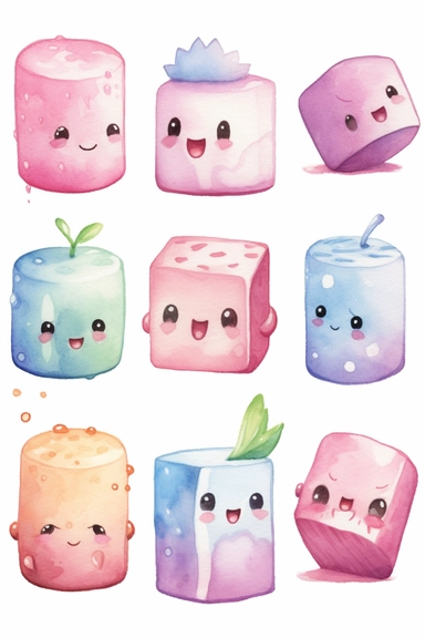 eraser watercolor clipart cute isolated on white background