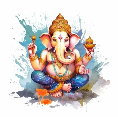 realistic watercolor ganesh clipart illustration