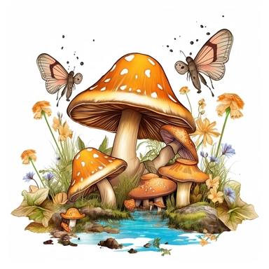 Nature-inspired Sublimation Prints: Transform your fabrics or products with nature-inspired sublimation prints featuring colorful watercolor frogs, enchanting mushrooms, and delicate flowers. Bring the beauty of the outdoors into your design Clipart desert cartoon t-shirt graphic, vector, contour, isolated on a white background