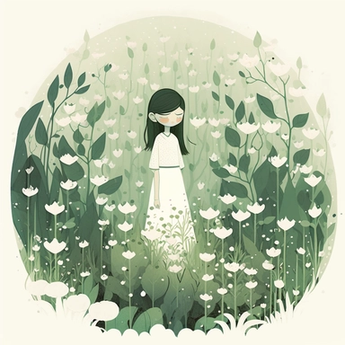 in the style of Ryo Takemasa, xuan loc xuan, Lisa Audit, Anastasia Suvorova, Jon Klassen, greg tocchini, separated isolated single of dreamy secret forest in of lily the valley, dreamcore, white background, fantasy, magical, cute, white background, cozy, vector, clipart, elaborate, ultra-detailed, best quality, well composed, vibrant colors, high definition