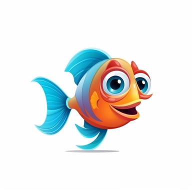 friendly cartoon fish modern clipart vector, white background, no outline