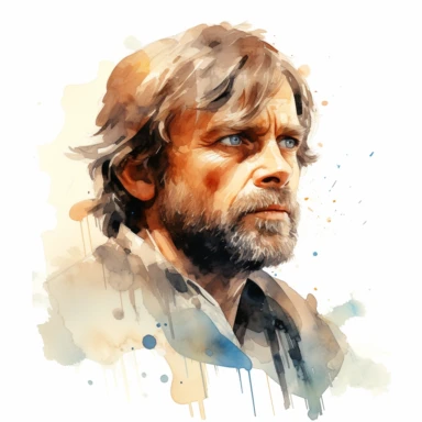 A whimsical, classy, creative profile drawing of Luke Skywalker of Star Wars, Watercolor Clipart,comic, strybk, full Illustration, 4k, sharp focus, watercolor, smooth soft skin, symmetrical, soft lighting, detailed face, concept art, muted colors, watercolor style, strybk, children's style fairy tales, chibi kawaii, . Octane rendering, 3d. Perfect face, detailed face, delicate face, perfect sharp lips, detailed eyes. Craig Davison, Aubrey Beardsley, Conrad Roset, Aikut Aidogdu, Agnes Cecil, wate